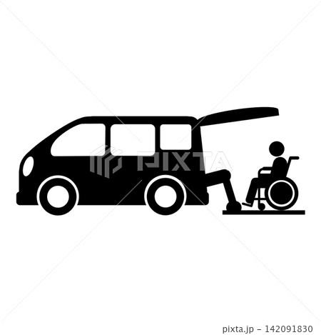 福祉車両(リフト型)/自立支援・福祉住環境ピクトグラム(黒/グレー) 福祉車両(リフト型)/自立支援・福祉住環境ピクトグラム(黒/グレー) 142091830
