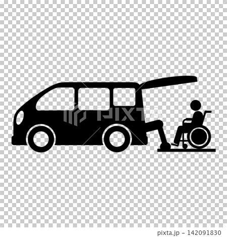 福祉車両(リフト型)/自立支援・福祉住環境ピクトグラム(黒/グレー) 福祉車両(リフト型)/自立支援・福祉住環境ピクトグラム(黒/グレー) 142091830