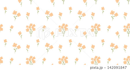 Watercolor seamless floral pattern with tiny blossoms bouquet on white background. Hand painted flower print for fabric, wallpaper, wrapping paper, and spring decor 142091847
