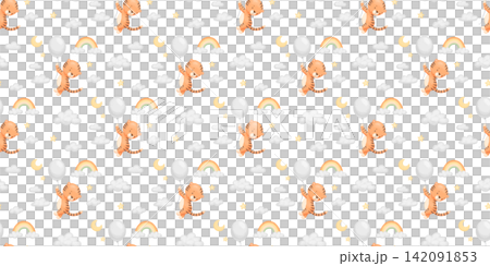 Seamless cute pattern with african happy cartoon tiger with balloon in sky, repeating cute childish watercolour print Seamless cute pattern with african happy cartoon tiger with balloon in sky, repeating cute childish watercolour print 142091853