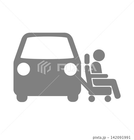 福祉車両（サイドシート型）／自立支援・福祉住環境ピクトグラム（黒／グレー） 142091991