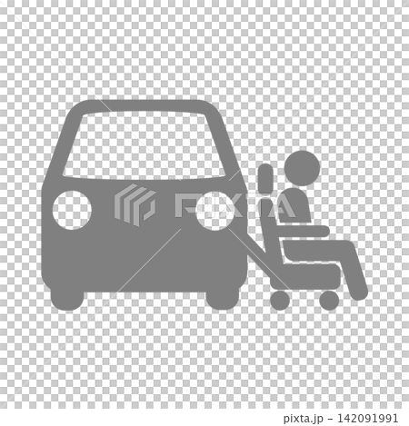 福祉車両（サイドシート型）／自立支援・福祉住環境ピクトグラム（黒／グレー） 142091991