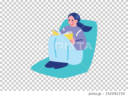 Illustration of a woman reading a book Illustration of a woman reading a book 142092150