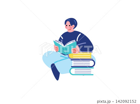 本を読む男性のイラスト 本を読む男性のイラスト 142092152