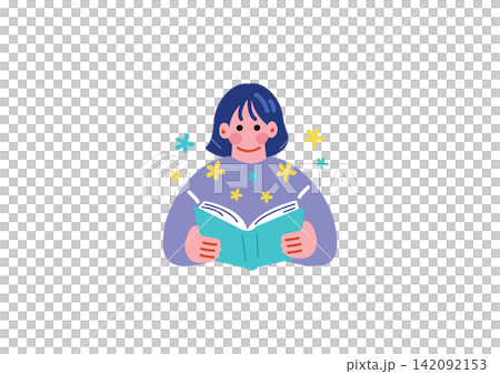 讀一本書的女人的插圖 142092153