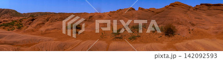 Jingbian Wave Valley, Danxia red sandstone landform in Shaanxi China Jingbian Wave Valley, Danxia red sandstone landform in Shaanxi China 142092593