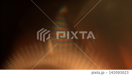 Abstract RGB prism lens flare with colorful light refraction and optical distortion. Creative cinematic background suitable for visual effects, overlays and modern digital design. 142093023