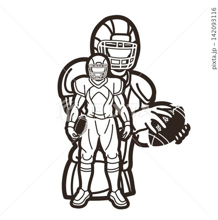 American Football Sport Team Players Mix Action Cartoon Graphic Vector American Football Sport Team Players Mix Action Cartoon Graphic Vector 142093116