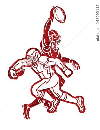 American Football Sport Team Players Mix Action Cartoon Graphic Vector American Football Sport Team Players Mix Action Cartoon Graphic Vector 142093117