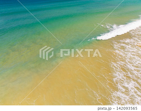Bird eye view photo of sea beach water surface texture background Bird eye view photo of sea beach water surface texture background 142093565