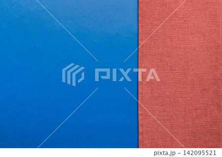 top view with red empty kitchen napkin isolated on table background. Folded cloth for mockup with copy space, Flat lay. Minimal style top view with red empty kitchen napkin isolated on table background. Folded cloth for mockup with copy space, Flat lay. Minimal style 142095521