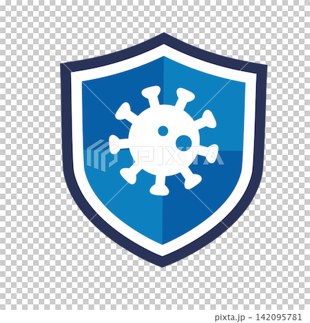 A shield and virus icon representing prevention and protection against viral infection. A shield and virus icon representing prevention and protection against viral infection. 142095781