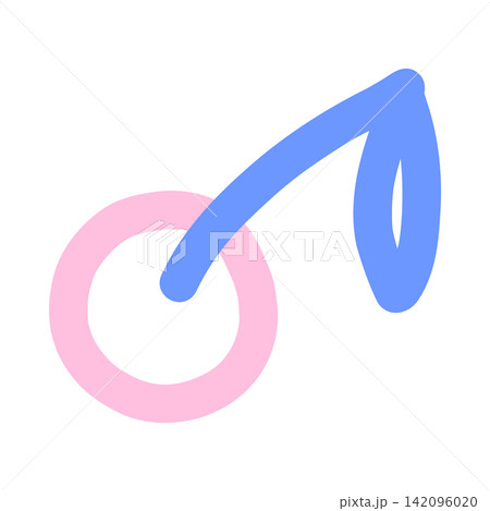 Fruit sticker crayon with lineart cherry contour for drawing band pastel. Heart sweet red with illustration pink fun for chalk pen logo. Graphic food stylish with scribble pencil print. 142096020