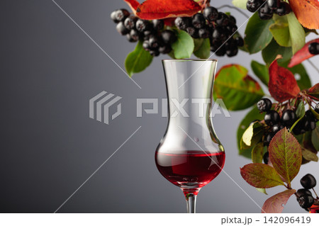Black chokeberry (aronia melanocarpa) with juice or syrup. 142096419