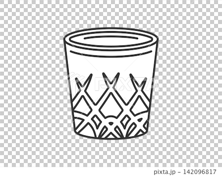 江戸切子グラス（線画）のイラスト 142096817