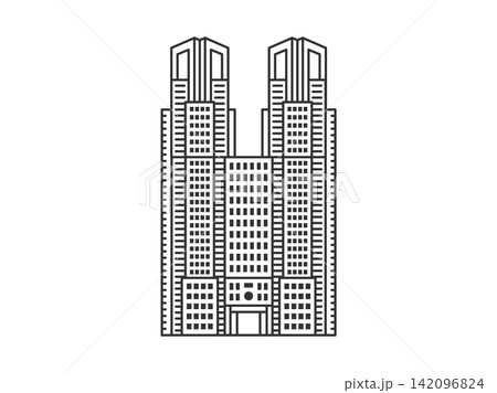 東京都庁（線画）のイラスト 142096824