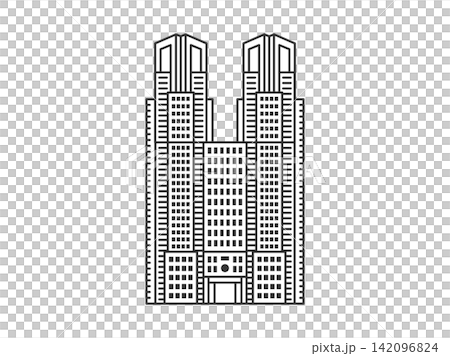 東京都庁（線画）のイラスト 142096824