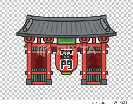 淺草雷門插圖(彩色線條描圖) 淺草雷門插圖(彩色線條描圖) 142096833