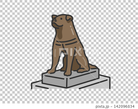 Illustration of the loyal dog Hachiko statue (line drawing in color) Illustration of the loyal dog Hachiko statue (line drawing in color) 142096834