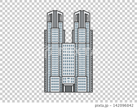 東京都廳大樓插圖(線條描,彩色) 東京都廳大樓插圖(線條描,彩色) 142096842