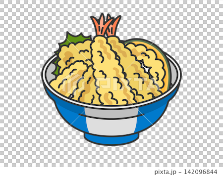 蝦天婦羅蓋飯插圖(線稿,彩色) 蝦天婦羅蓋飯插圖(線稿,彩色) 142096844