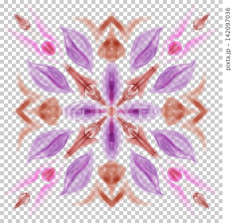 Purple Coral Floral Kaleidoscope Watercolor Digital Painting Purple Coral Floral Kaleidoscope Watercolor Digital Painting 142097036