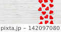Valentine day background with red hearts, top view with copy space 142097080
