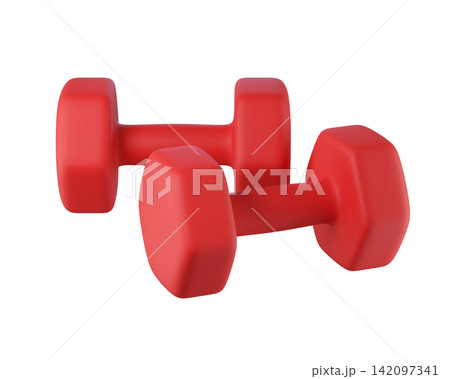 3d red dumbbell isolated for home workouts, gym training, strength exercises, muscle toning, and fitness routines. Compact, durable weights with a modern sporty design 3d red dumbbell isolated for home workouts, gym training, strength exercises, muscle toning, and fitness routines. Compact, durable weights with a modern sporty design 142097341