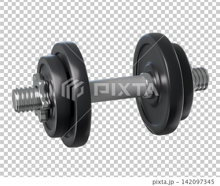 3d Adjustable dumbbell with weight plates isolated for home gym strength training, muscle building, fitness workouts, and professional bodybuilding exercises.3d render 142097345