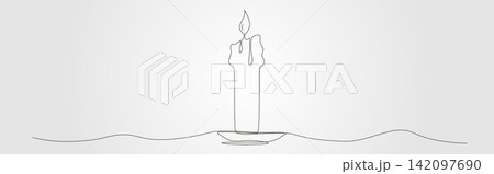 Candle minimalist single line art illustration , candle elegant black and white. Candle minimalist single line art illustration , candle elegant black and white. 142097690