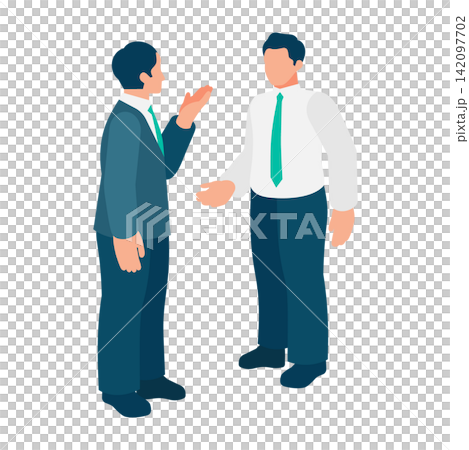 插圖描繪了男性商務人士在商務會議或人脈拓展活動中進行輕鬆交談的場景。 插圖描繪了男性商務人士在商務會議或人脈拓展活動中進行輕鬆交談的場景。 142097702