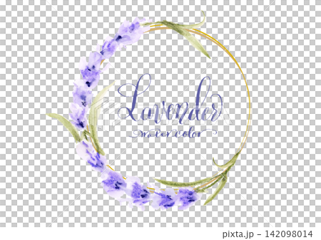 Lavender Wreath Watercolor Illustration | Botanical Design with Hand-Painted Calligraphy Lavender Wreath Watercolor Illustration | Botanical Design with Hand-Painted Calligraphy 142098014