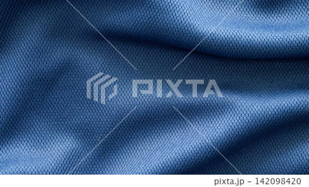 Blue sports clothing fabric football shirt jersey texture Blue sports clothing fabric football shirt jersey texture 142098420