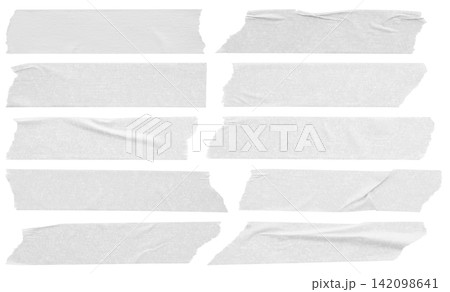 White adhesive paper tape set isolated on white background White adhesive paper tape set isolated on white background 142098641