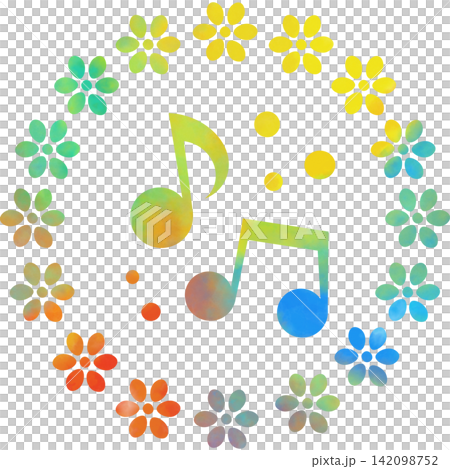 An illustration of a musical note icon with a beautiful watercolor pattern. An illustration of a musical note icon with a beautiful watercolor pattern. 142098752