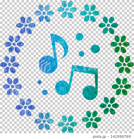 An illustration of a musical note icon with a beautiful watercolor pattern. An illustration of a musical note icon with a beautiful watercolor pattern. 142098769
