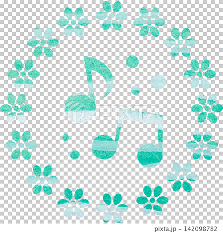 An illustration of a musical note icon with a beautiful watercolor pattern. An illustration of a musical note icon with a beautiful watercolor pattern. 142098782