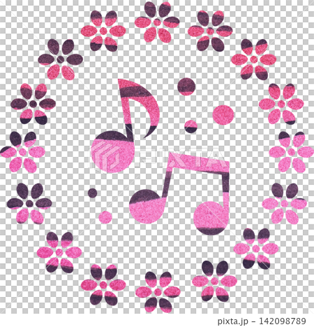 An illustration of a musical note icon with a beautiful watercolor pattern. An illustration of a musical note icon with a beautiful watercolor pattern. 142098789