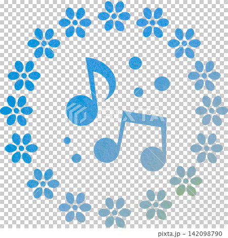 An illustration of a musical note icon with a beautiful watercolor pattern. An illustration of a musical note icon with a beautiful watercolor pattern. 142098790