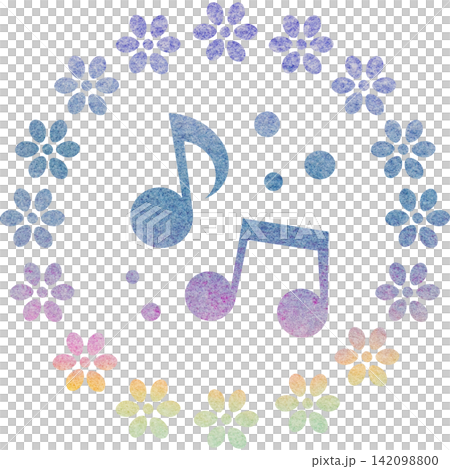 綺麗な水彩模様の音符のアイコンのイメージのイラスト 綺麗な水彩模様の音符のアイコンのイメージのイラスト 142098800