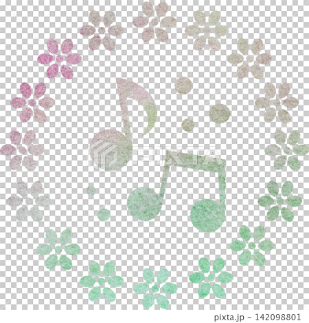 綺麗な水彩模様の音符のアイコンのイメージのイラスト 142098801