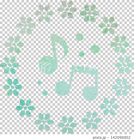 綺麗な水彩模様の音符のアイコンのイメージのイラスト 142098802