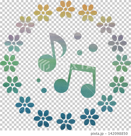 綺麗な水彩模様の音符のアイコンのイメージのイラスト 綺麗な水彩模様の音符のアイコンのイメージのイラスト 142098850
