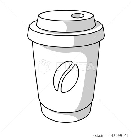 Fast food drink coffee. Tasty fastfood lunch product. Line image. 142099141