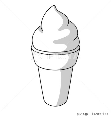 Fast food meal ice cream. Tasty fastfood lunch product. Line image. 142099143