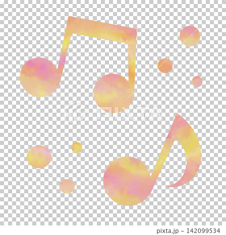 An illustration of a musical note icon with a beautiful watercolor pattern. An illustration of a musical note icon with a beautiful watercolor pattern. 142099534