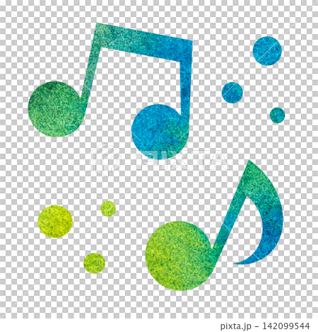 An illustration of a musical note icon with a beautiful watercolor pattern. An illustration of a musical note icon with a beautiful watercolor pattern. 142099544