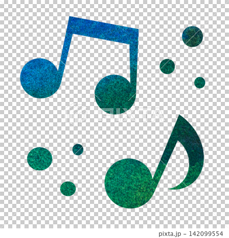 綺麗な水彩模様の音符のアイコンのイメージのイラスト 142099554