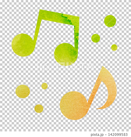 An illustration of a musical note icon with a beautiful watercolor pattern. An illustration of a musical note icon with a beautiful watercolor pattern. 142099583