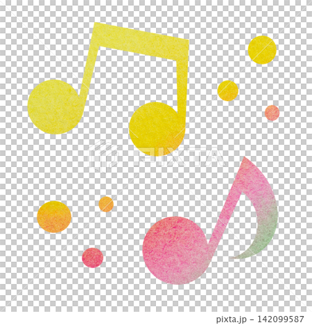 一幅帶有精美水彩圖案的音符圖示插圖。 一幅帶有精美水彩圖案的音符圖示插圖。 142099587